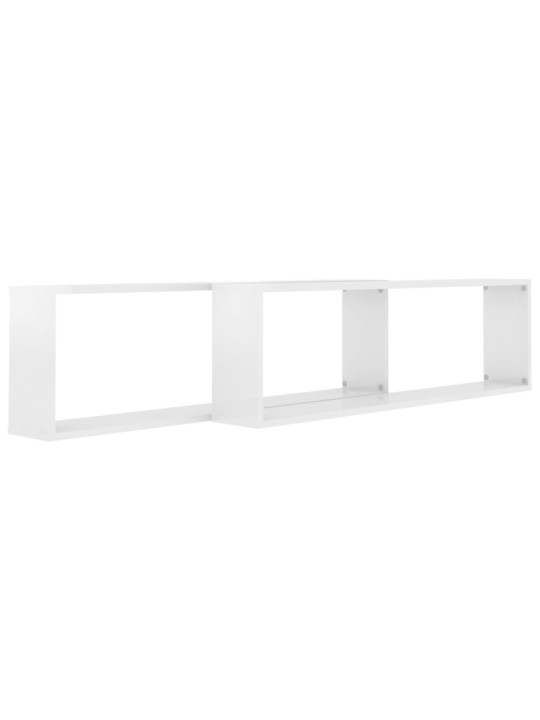 Nástěnné obdélníkové police 2 ks bílé lesk 100x15x30cm kompozit