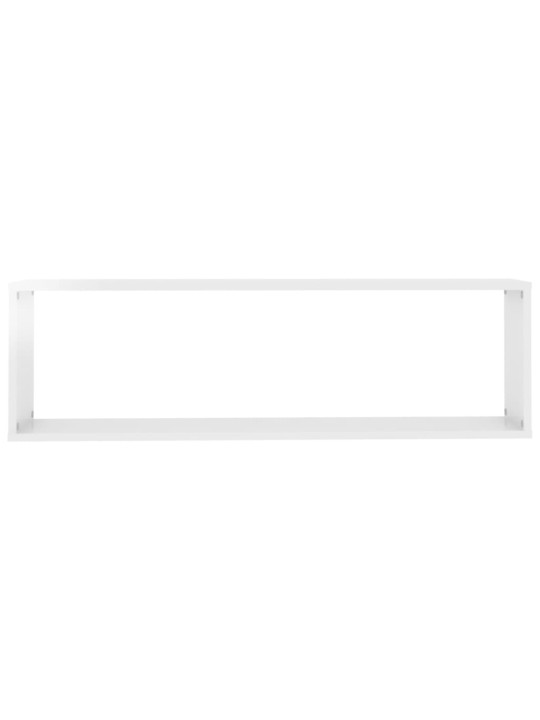 Nástěnné obdélníkové police 2 ks bílé lesk 100x15x30cm kompozit