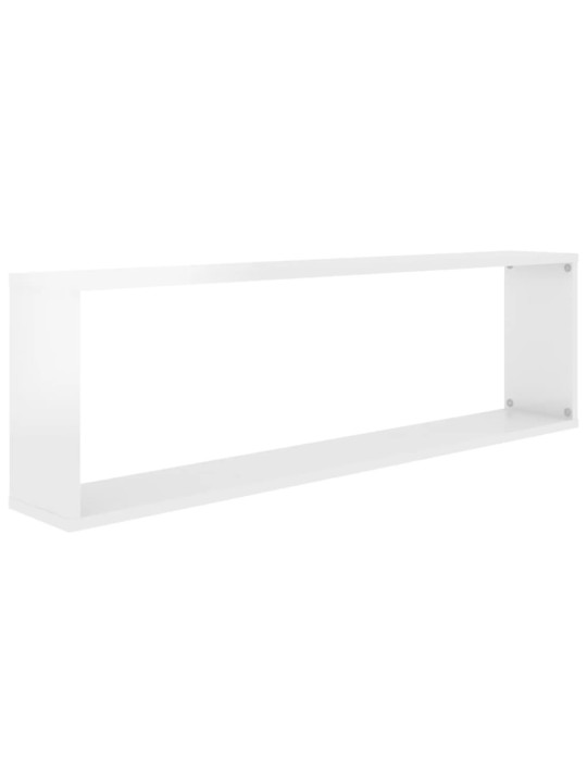 Nástěnné obdélníkové police 4 ks bílé lesk 100x15x30cm kompozit