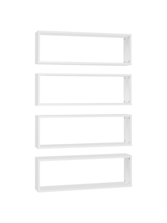 Nástěnné obdélníkové police 4 ks bílé 80x15x26,5 cm kompozit