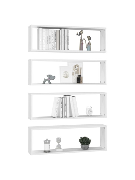 Nástěnné obdélníkové police 4 ks bílé 80x15x26,5 cm kompozit
