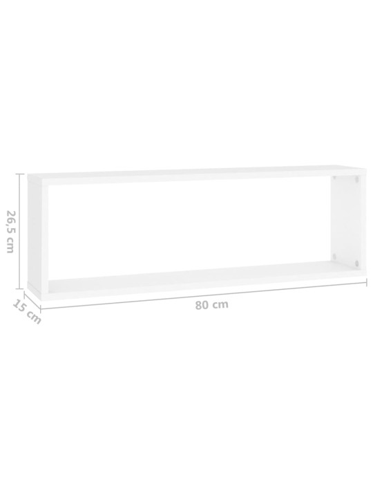 Nástěnné obdélníkové police 4 ks bílé 80x15x26,5 cm kompozit