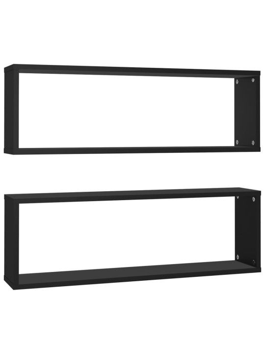 Nástěnné obdélníkové police 2 ks černé 80x15x26,5 cm kompozit