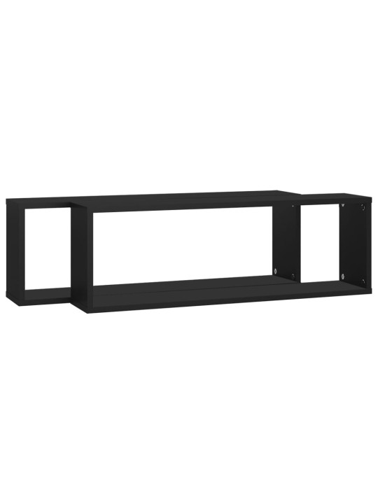 Nástěnné obdélníkové police 2 ks černé 80x15x26,5 cm kompozit