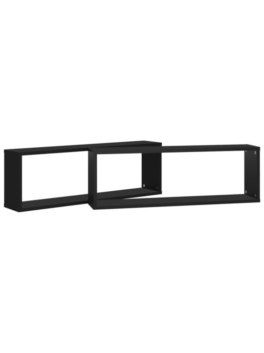 Nástěnné obdélníkové police 2 ks černé 80x15x26,5 cm kompozit