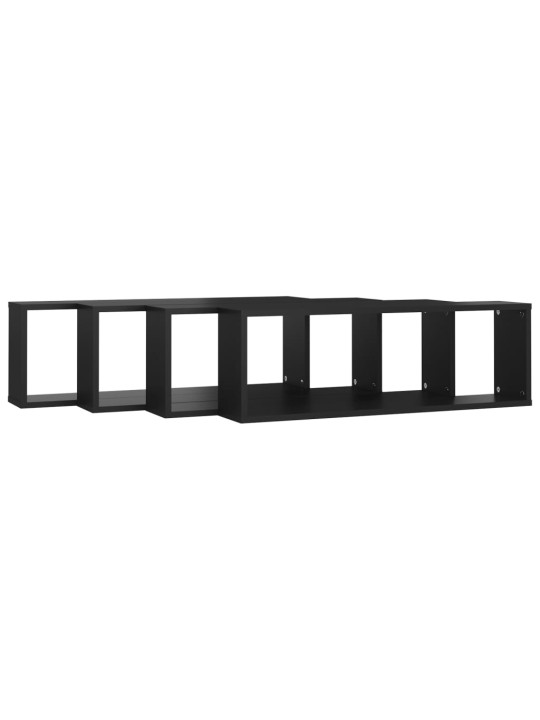 Nástěnné obdélníkové police 4 ks černé 80x15x26,5 cm kompozit