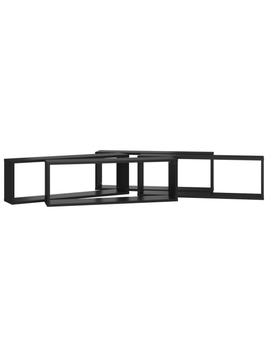 Nástěnné obdélníkové police 4 ks černé 80x15x26,5 cm kompozit