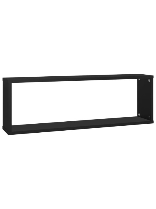 Nástěnné obdélníkové police 4 ks černé 80x15x26,5 cm kompozit