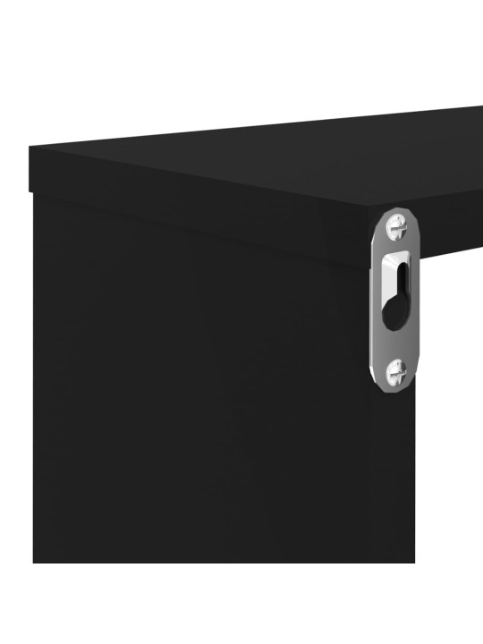 Nástěnné obdélníkové police 4 ks černé 80x15x26,5 cm kompozit