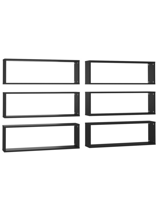 Nástěnné krychlové police 6 ks černé 80x15x26,5 cm dřevotříska