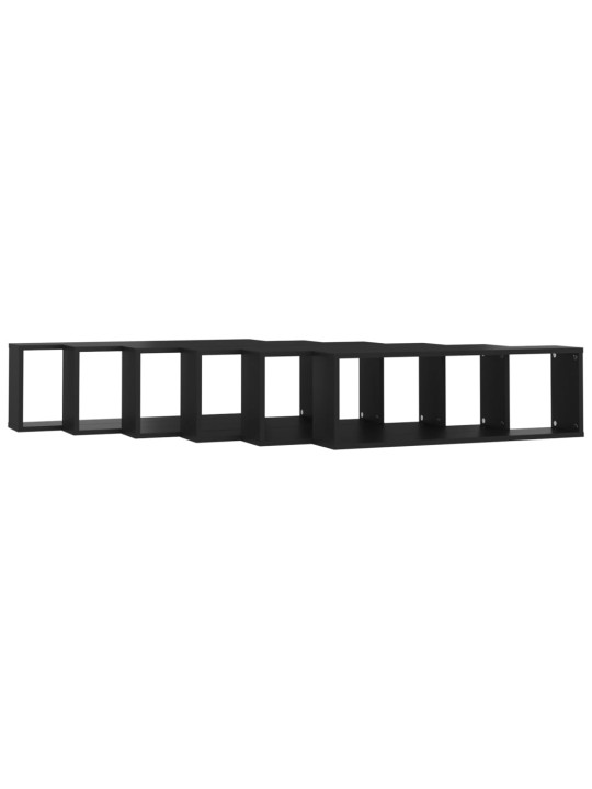 Nástěnné krychlové police 6 ks černé 80x15x26,5 cm dřevotříska