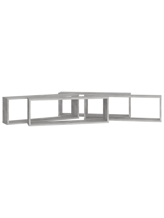 Nástěnné obdélníkové police 4 ks betonově šedé 80x15x26,5 cm