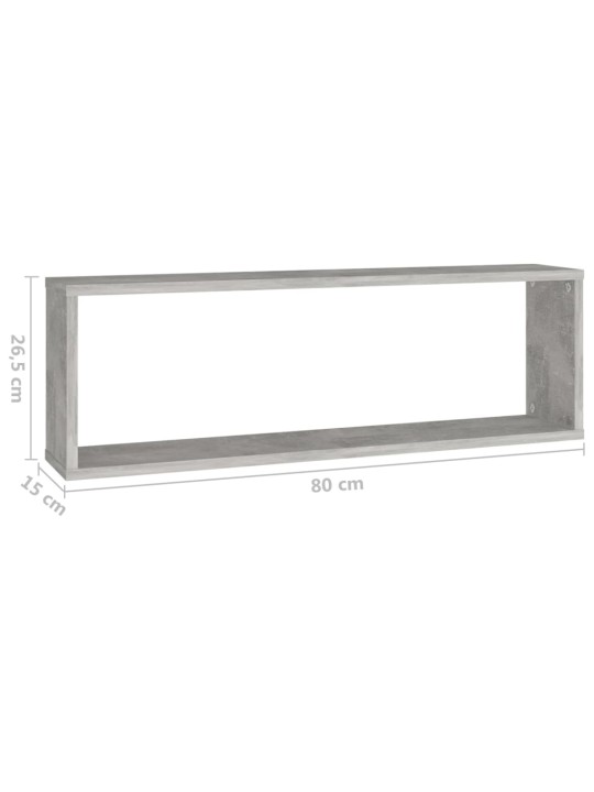 Nástěnné obdélníkové police 4 ks betonově šedé 80x15x26,5 cm