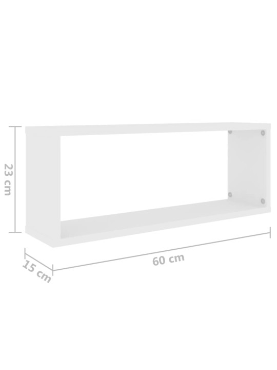 Nástěnné obdélníkové police 6 ks bílé 60 x 15 x 23 cm kompozit
