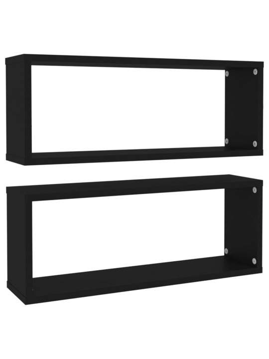 Nástěnné police krychlové 2 ks černé 60x15x23 cm dřevotříska
