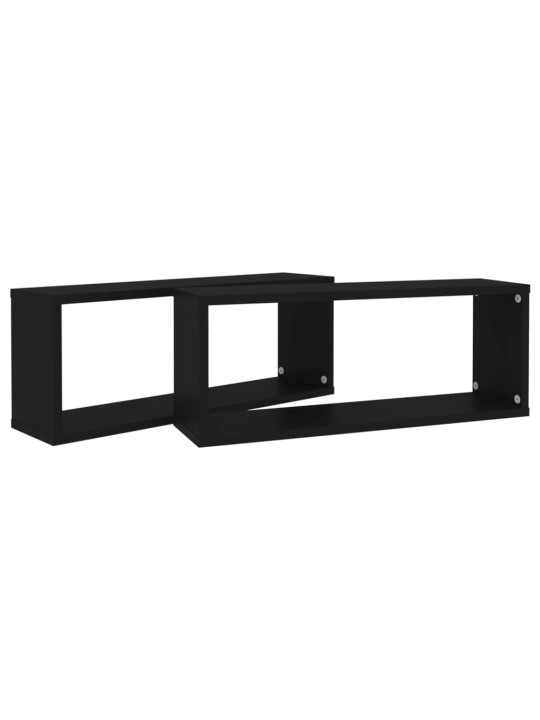 Nástěnné police krychlové 2 ks černé 60x15x23 cm dřevotříska
