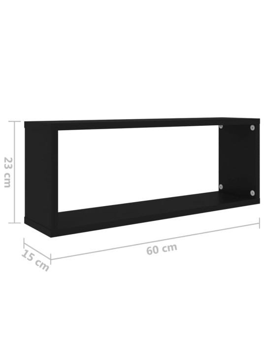 Nástěnné police krychlové 2 ks černé 60x15x23 cm dřevotříska