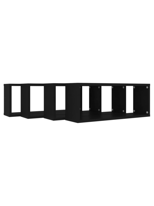 Nástěnné obdélníkové police 4 ks černé 60 x 15 x 23 cm kompozit