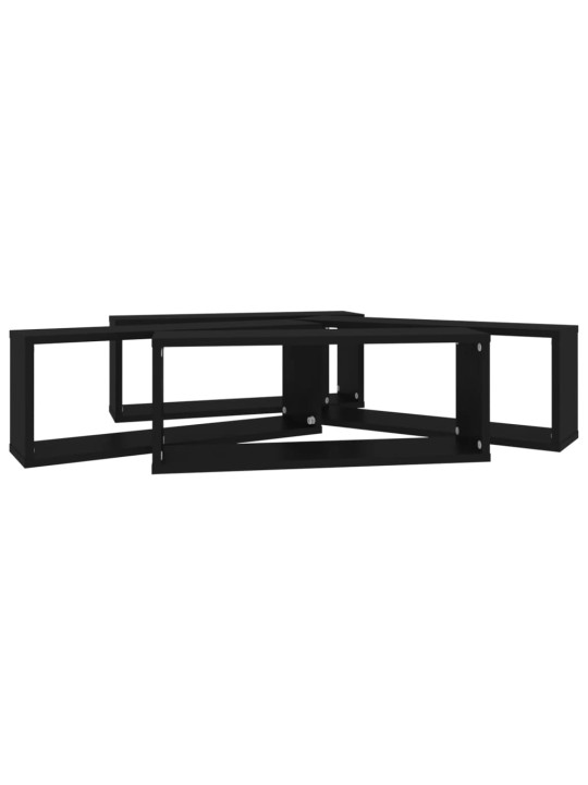 Nástěnné obdélníkové police 4 ks černé 60 x 15 x 23 cm kompozit
