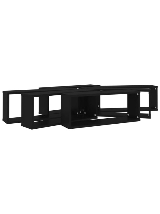 Nástěnné obdélníkové police 6 ks černé 60 x 15 x 23 cm kompozit