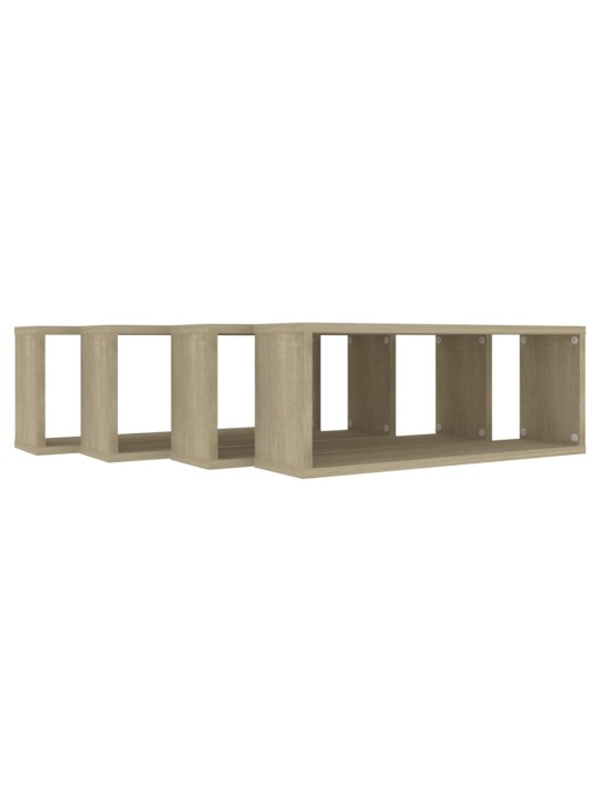 Nástěnné obdélníkové police 4 ks dub sonoma 60x15x23cm kompozit
