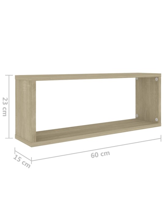 Nástěnné obdélníkové police 4 ks dub sonoma 60x15x23cm kompozit