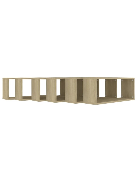 Nástěnné obdélníkové police 6 ks dub sonoma 60x15x23cm kompozit