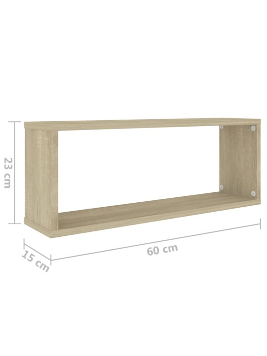 Nástěnné obdélníkové police 6 ks dub sonoma 60x15x23cm kompozit