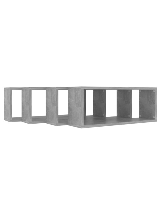 Nástěnné obdélníkové police 4 ks betonově šedé 60 x 15 x 23 cm