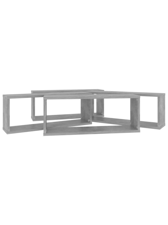 Nástěnné obdélníkové police 4 ks betonově šedé 60 x 15 x 23 cm
