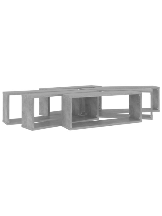 Nástěnné obdélníkové police 6 ks betonově šedé 60 x 15 x 23 cm