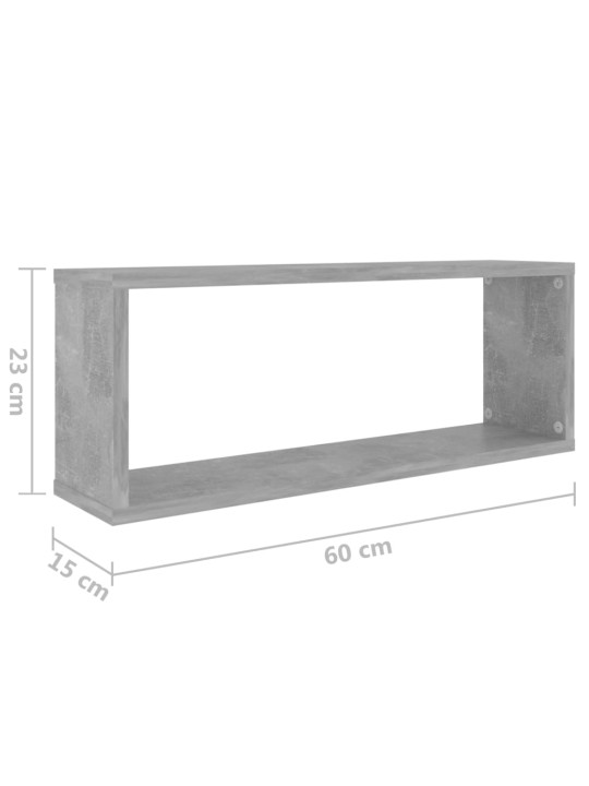 Nástěnné obdélníkové police 6 ks betonově šedé 60 x 15 x 23 cm