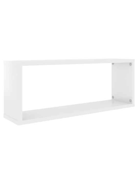 Nástěnné obdélníkové police 2 ks bílé lesk 60x15x23 cm kompozit