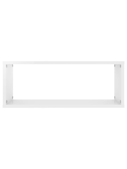 Nástěnné obdélníkové police 2 ks bílé lesk 60x15x23 cm kompozit