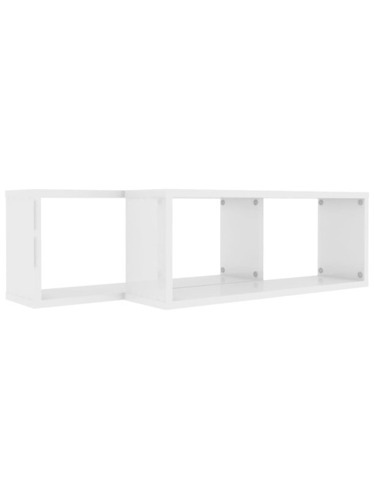 Nástěnné obdélníkové police 2 ks bílé lesk 60x15x23 cm kompozit