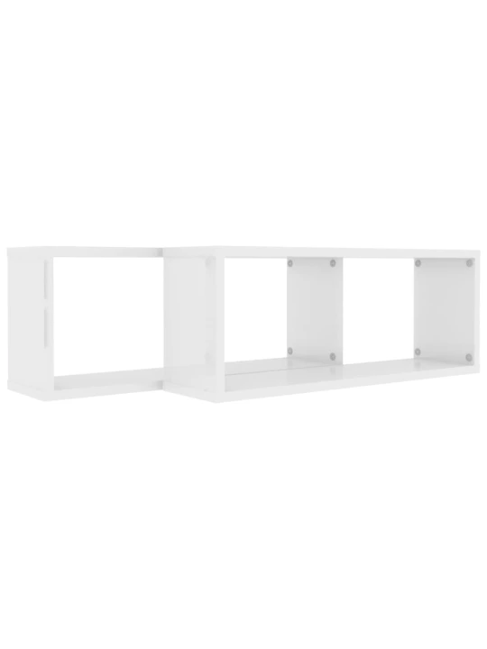 Nástěnné obdélníkové police 2 ks bílé lesk 60x15x23 cm kompozit