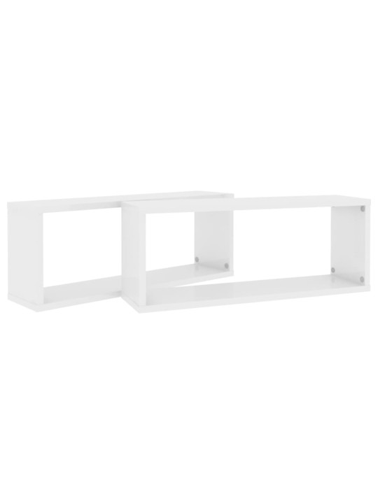 Nástěnné obdélníkové police 2 ks bílé lesk 60x15x23 cm kompozit