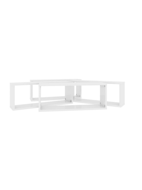 Nástěnné obdélníkové police 4 ks bílé lesk 60x15x23 cm kompozit