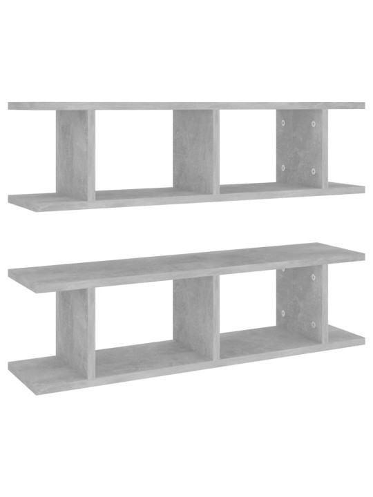 Nástěnné police 2 ks betonově šedé 75 x 18 x 20 cm kompozit