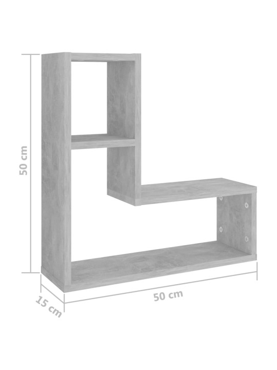Nástěnné police 2 ks betonově šedé 50x15x50 cm kompozitní dřevo