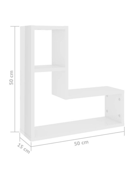 Nástěnné police 2 ks bílé lesklé 50x15x50 cm kompozitní dřevo