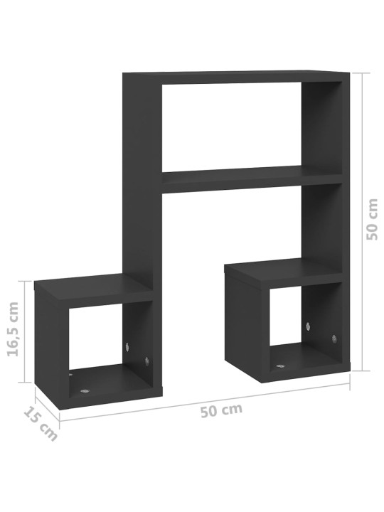 Nástěnné police 2 ks šedé 50 x 15 x 50 cm kompozitní dřevo