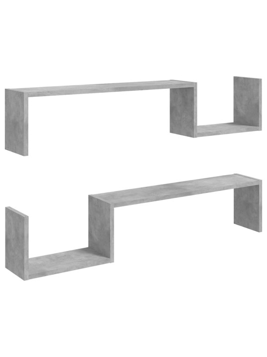 Nástěnné police 2 ks betonově šedé 100x15x20cm kompozitní dřevo