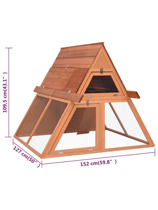 Králíkárna 152 x 127 x 109,5 cm masivní jedlové dřevo