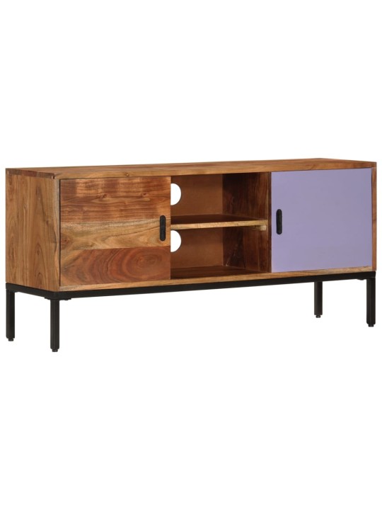 TV skříňka medově hnědá a šedá 110 x 30 x 50 cm masivní akácie