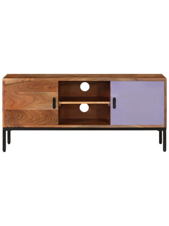 TV skříňka medově hnědá a šedá 110 x 30 x 50 cm masivní akácie
