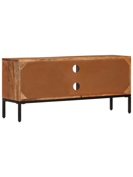 TV skříňka medově hnědá a šedá 110 x 30 x 50 cm masivní akácie