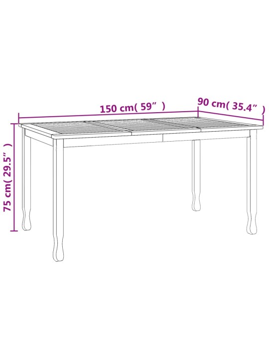 Zahradní jídelní stůl 150 x 90 x 75 cm masivní teak