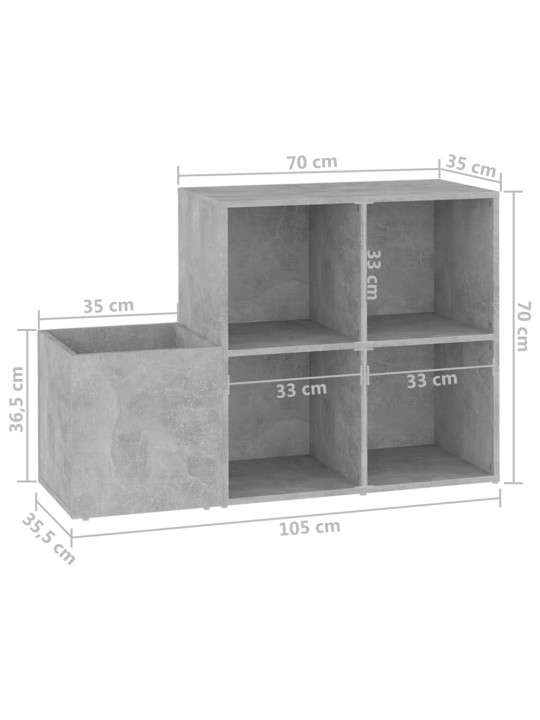 Botník do předsíně betonově šedý 105x35,5x70cm kompozitní dřevo