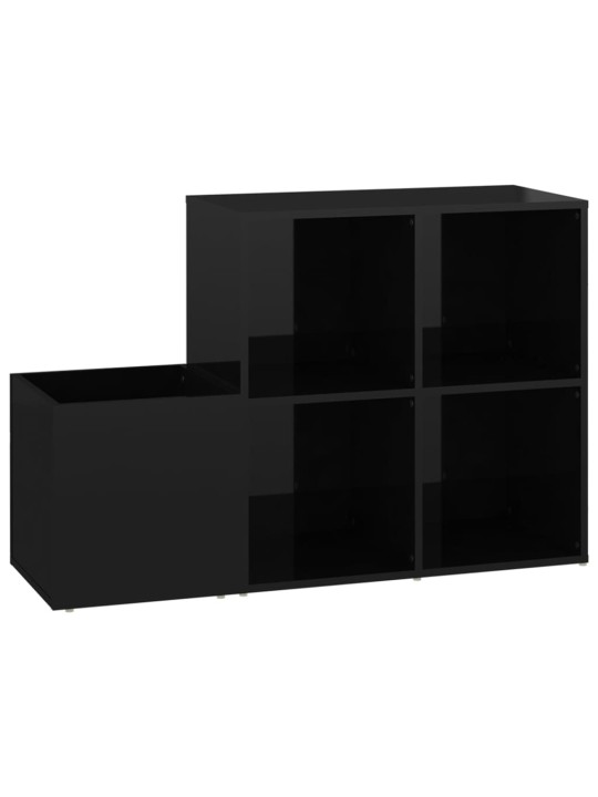 Botník do předsíně černý lesklý 105x35,5x70 cm kompozitní dřevo
